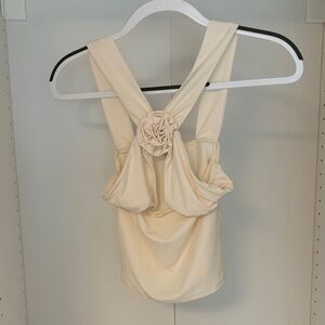 WeWoreWhat Cream Tank Top with Floral Detail